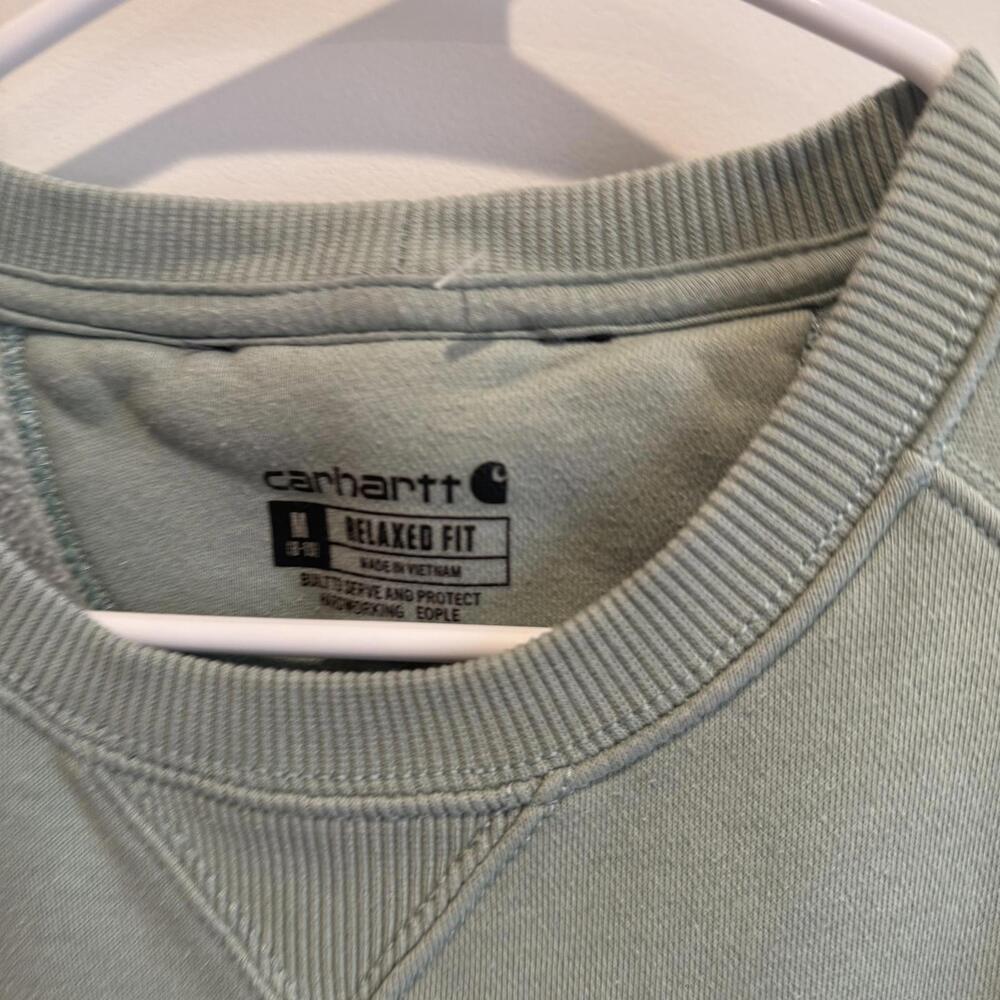Carhartt Women's Crewneck Sweatshirt in Light Green Relaxed Fit Medium - Picture 4 of 5
